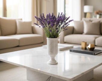 Handmade White Marble Flower Vase | Elegant Home Decor (9"/22 cm) | Each Piece Varies |