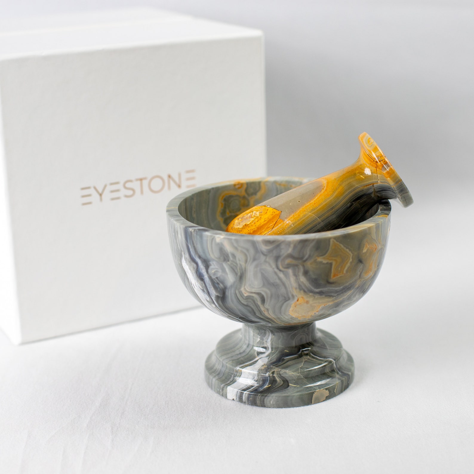 Natural Onyx Mortar and Pestle Beautiful Round Marble Stone, Spice ...