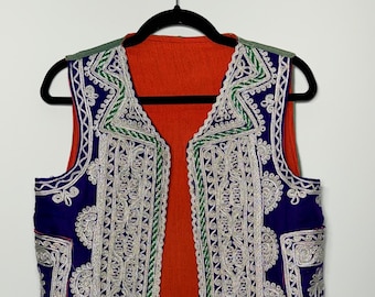 Vintage Hand Embroidery Afghan Vest