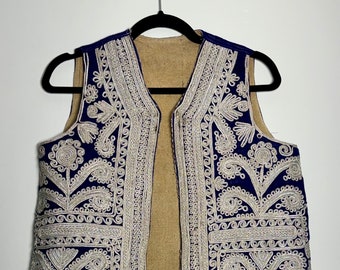 Vintage Hand Embroidery Afghan Vest