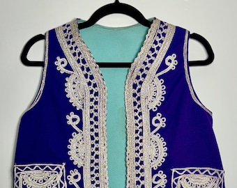 Vintage Hand Embroidery Afghan Vest