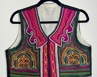 Vintage Hand Embroidery Afghan Vest