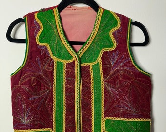 Vintage Hand Embroidery Afghan Vest