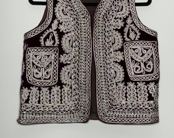 Vintage Hand Embroidery Afghan Vest
