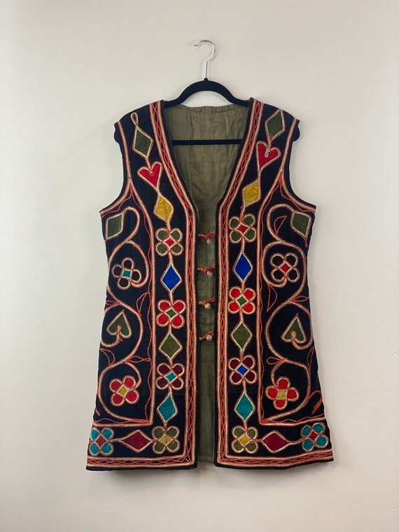 Vintage Hand Embroidery Afghan Vest - image 3