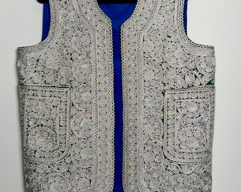 Vintage Hand Embroidery Afghan Vest