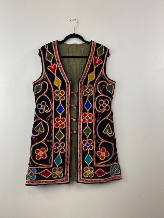 Vintage Hand Embroidery Afghan Vest - image 1