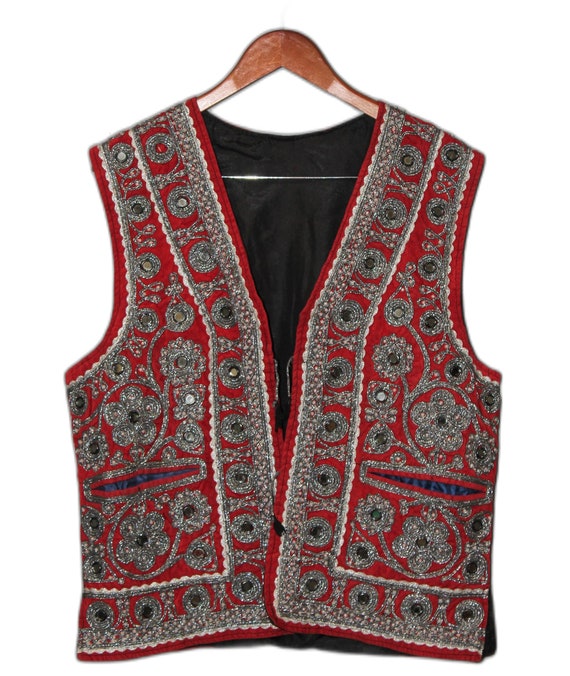 Vintage Hand Embroidery Afghan Vest - image 1