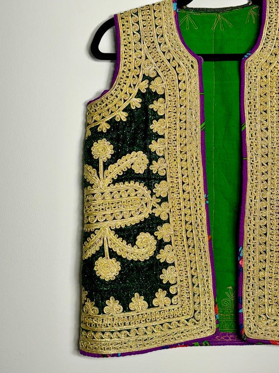 Vintage Hand Embroidery Afghan Vest - image 2