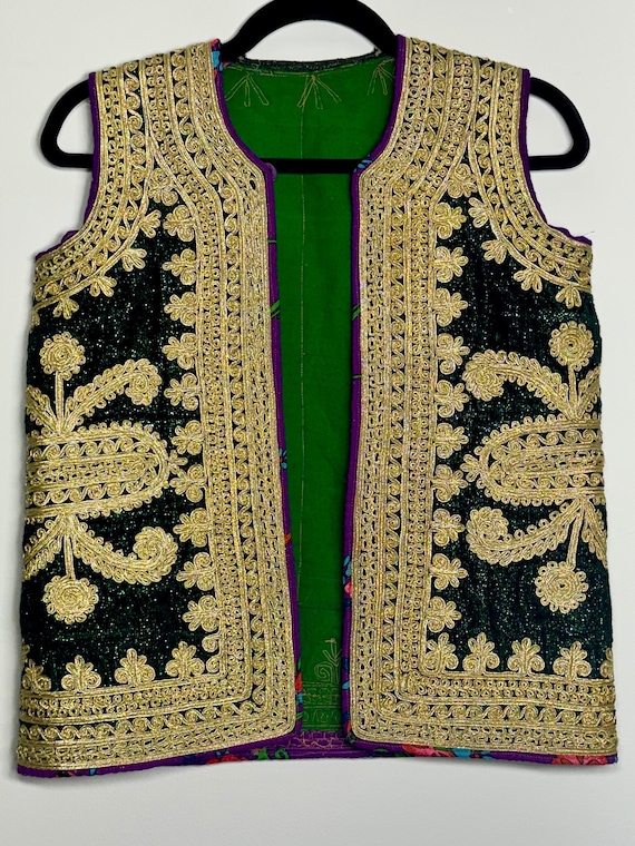 Vintage Hand Embroidery Afghan Vest - image 1