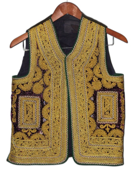 Vintage Hand Embroidery Afghan Vest - image 1