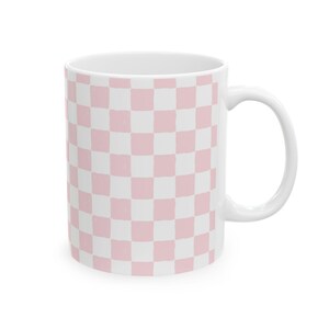 Pink Checkered Ceramic Mug | Coffee, Tea, Gift, Home Decor, Kitchen Essential