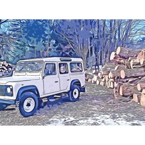 Land Rover Defender in the woods