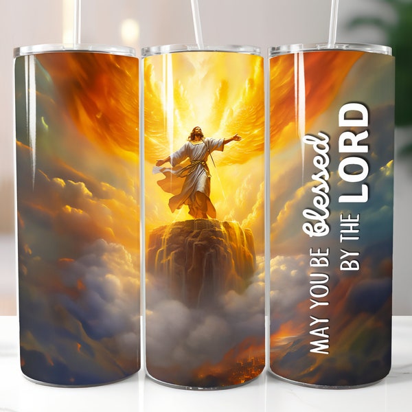 Jesus Glory Wings Design + Bible Verse for 20oz Tumbler Wrap Sublimation - Psalm 115 - Straight/Tapered PNG - Instant Digital Download
