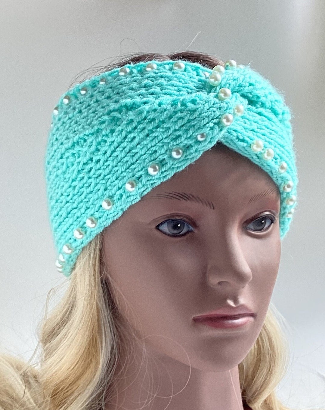 Knit Pearl Headband Twisted Headband Knitted Headbandwide Etsy