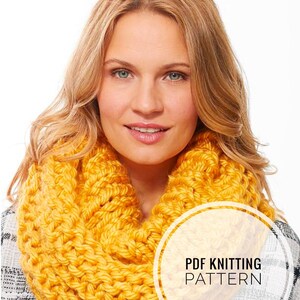 May include: A yellow knitted infinity scarf. PDF knitting pattern included.