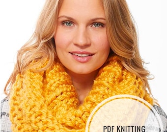 Snood Knitting pattern,beginner knitting pattern,scarf knitting pattern,cowl knitting pattern,easy knitting pattern,pdf pattern, bulky knit
