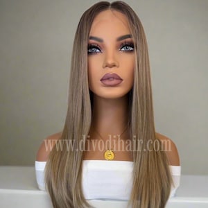 Perruque brun ombré : cheveux synthétiques Futura, 13 x 6 perruque lacet suisse