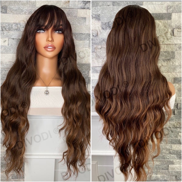 AVA Synthetic Brown Capless/Open Weft/ Non-lace Wig