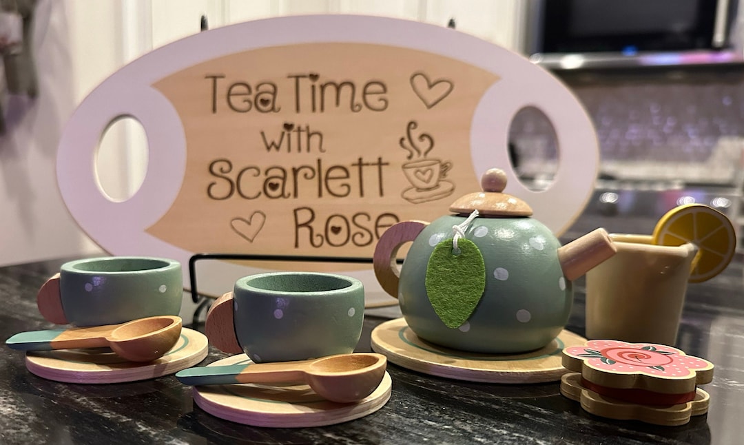 15pcs Wooden Tea Set for Little Girls Personalized Tea Set Toddler Play
