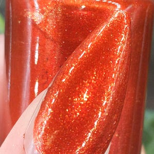 AUTUMN LEAVES- Shimmer Nail Polish, Red Nail Polish, Gold Shimmer, 15ml Bottle 21 Toxin Free Formula, Fall Nail Polish