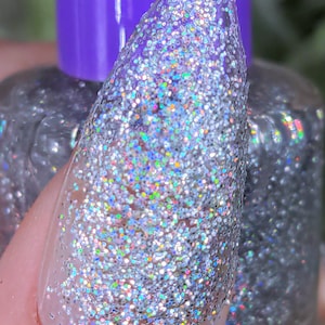 All Panic No Disco Glitter Nail Polish, Rainbow Glitter Nail Polish, Holographic Glitter, 8ml Bottle, 21 Toxin Free Formula