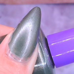 Forest Nymph Green Gray Nail Polish, Green Nail Polish, Shimmer Nail Polish, 8ml Bottle, 21 Toxin Free Formula