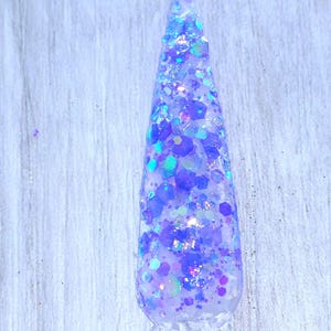 MAJESTIC Chunky Glitter Acrylic Dip Nail Powder, Nail Powder Dip, Glitter Acrylic, Iridescent Purple Blue Nail Powder