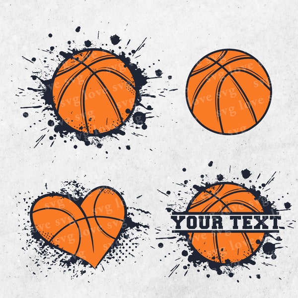 Paint Splatter Basketball BUNDLE | Paint Splatter sublimation | Basketball HEART | Basketball Monogram Svg | Basketball Cut File
