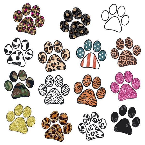 Animal Paw Png bundle, Dog Foot Print | leopard Paw print, cow Paw print, tiger Paw print, zebra Paw print,  digital download