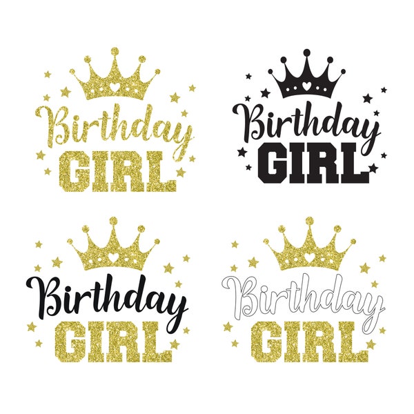 Princess Glitter Happy Birthday png design, Birthday Girl png, Birthday Svg, Birthday Squad, Birthday Girl gold print png, Birthday cut file