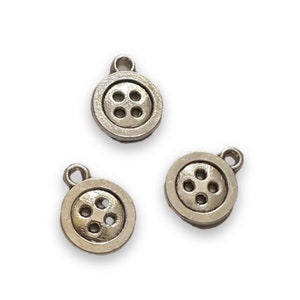 Button Tibetan silver charm pendant favour jewellery craft sewing embroidery UK