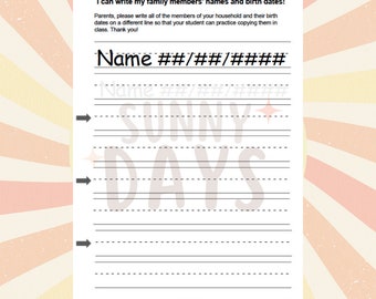writing in korean practice Writing Family Names Practice Sheet, Preschool Writing, Writing Practice Sheets, Tracing Practice Preschool
