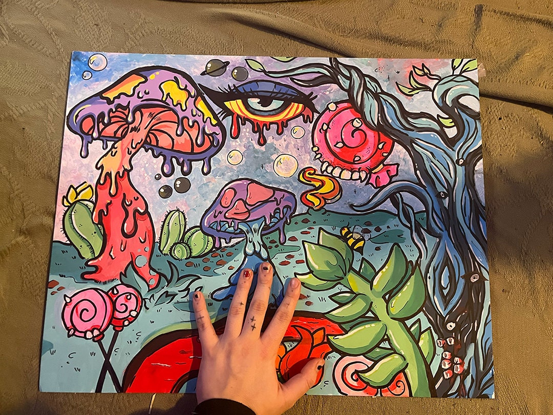 TRIPPY MUSHROOM PAINTING Etsy