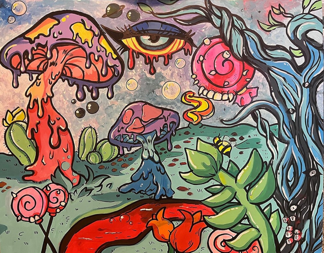 TRIPPY MUSHROOM PAINTING Etsy