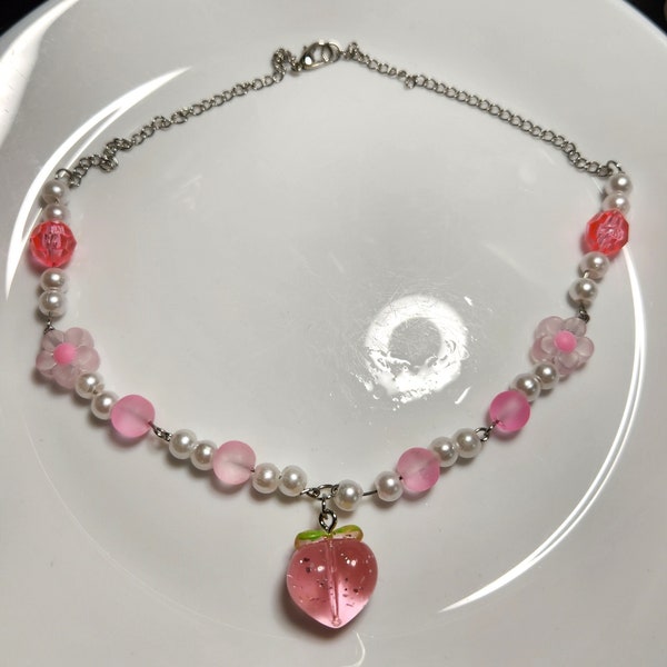 Just Peachy Choker Necklace, Cute Necklace with Peach Charm, Gift Ideas for Her