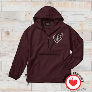 Pack-n-Pullover with Stethoscope Monogram, Initials, Personalized Jacket, Gift for Nurse and Doctor, Custom Scrubs, Embroidered Gift