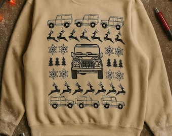 Letzte Chance für Weihnachtslieferung! Landrover Defender Weihnachtspullover | 4x4 Off-Road Weihnachts Pullover | Festliches Auto Geschenk | Kostenlose Lieferung