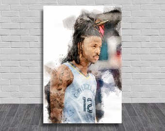 Ja Morant Poster, Canvas Wrap, Kids Room, Man Cave, Woman Cave, Game Room