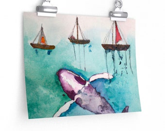 Whale Art, Watercolor Painting, Whale Shark Painting, Whale Painting, Whale Print, Whale Art, Whale Print, Beach Decor