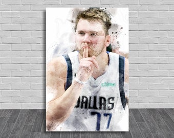 Luka Doncic Poster, Dallas Mavericks, Canvas Wrap, Kids Room, Man Cave, Game Room,
