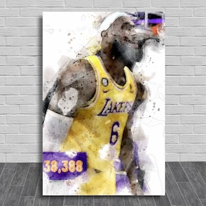 Lebron James Poster, Los Angeles Lakers, Canvas Wrap, Kids Room, Man Cave, Game Room, Bar