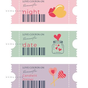 Cupons de amor imprimíveis para ele ou ela | Presente romântico faça você mesmo para o dia dos namorados, aniversário ou aniversário | Ideias divertidas e únicas para encontros