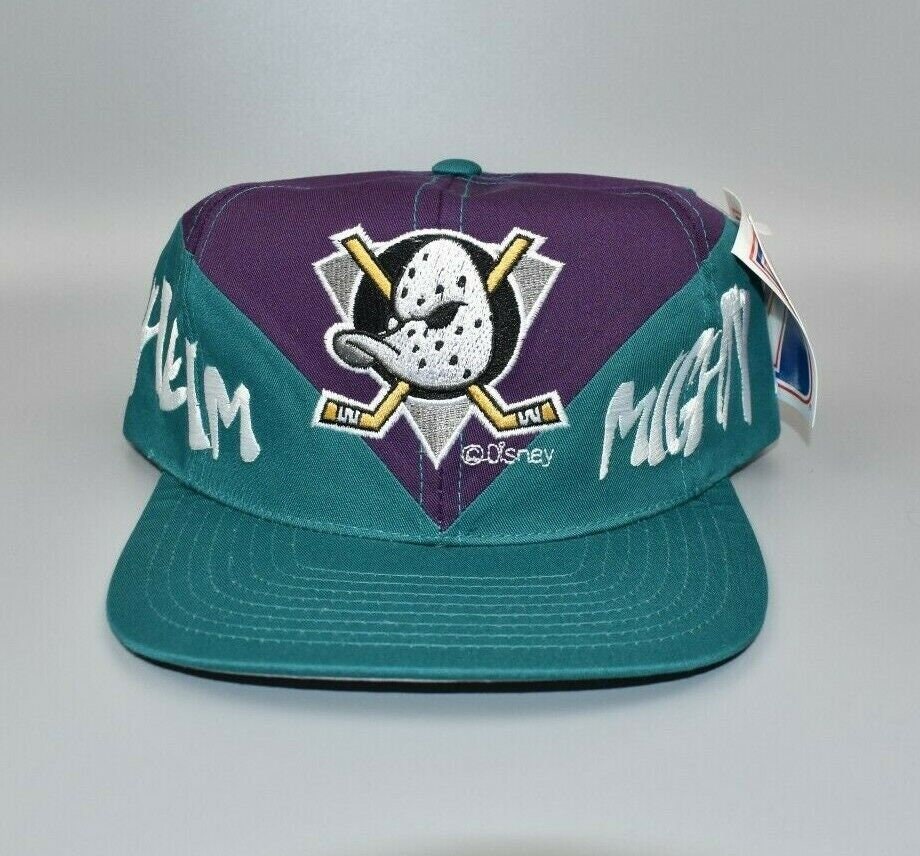 Vintage Anaheim Mighty Ducks Snapback Hat. Signatures Hockey NHL Teal Cap  Rare