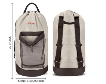 Backpack Laundry Bag, Laundry Backpack with Shoulder Straps and Mesh Pocket Durable Nylon Backpack Clothes Hamper Bag | dorm essentials