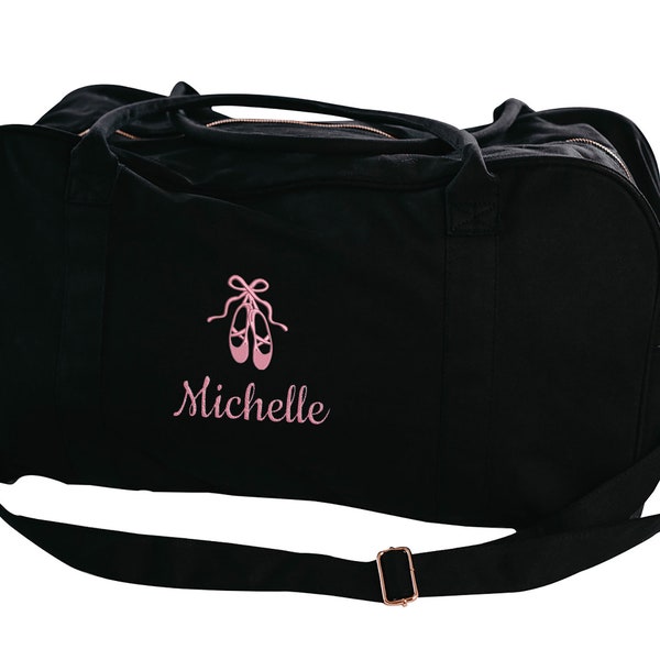 Customized Duffel Bag - Ballerinas Logo - Embroidered design - Canvas Duffel Bag - Bag For Dancers