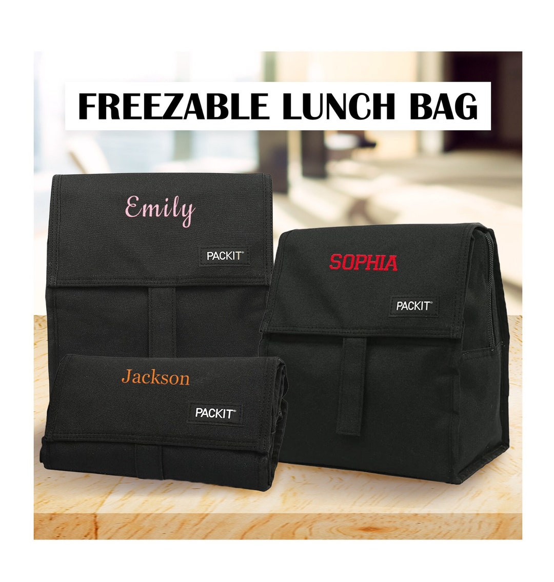 Customized Freezable Lunch Bag with Zip Closure Rolled up Stored