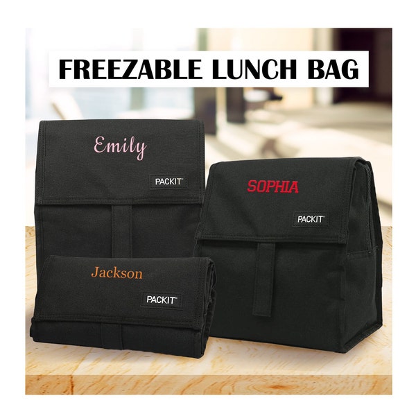 Custom Freezable Lunch Bag for work with Zip Closure | Personalized Cooler lunch bag for school, travel and more