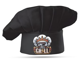 Personalized Grill Chef Hat, Adjustable King of The Grill BBQ Hat Accessory for Father, Dad, Personalized Gift for Father's Day, Birthday