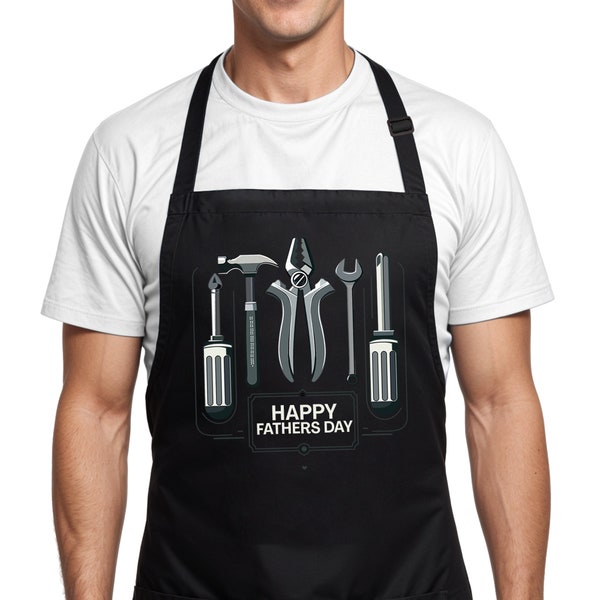 Personalized Tools Apron for Dad, Custom Gift for Father's Day from wife, Adjustable Workshop Apron with 2 Pockets for Hardware Tools